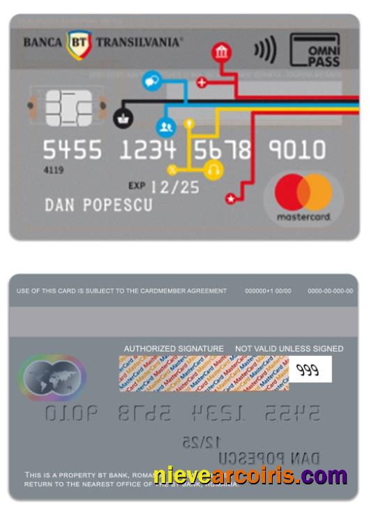 Romania BT Bank Omnipass mastercard 
